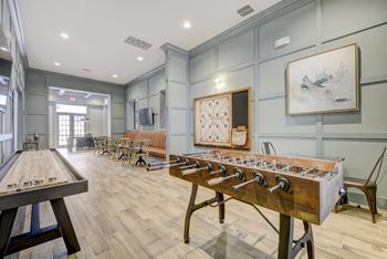 Game area with bocce ball and classic table games